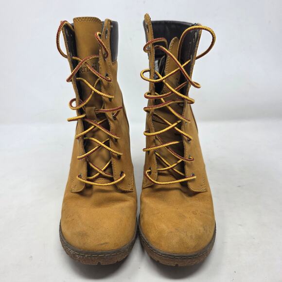 Timberland Earthkeepers High Heel Wheat Nubuck Leather Ankle Boots Womens Size 6 - Picture 3 of 8
